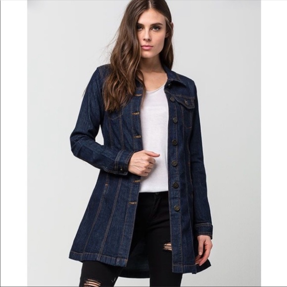 Indigo Rein Dresses & Skirts - Indigo Rein Long Sleeve Denim Jean Duster Dress M